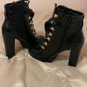 Black heel booties worn once.  Like new